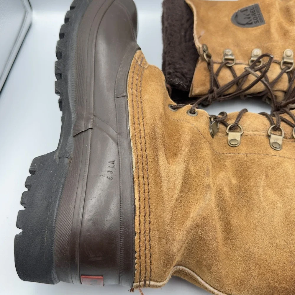 Sorel Kaufman Canada Winter Boots Brown Suede Duck Boots Vintage 9 Snow Rugged
